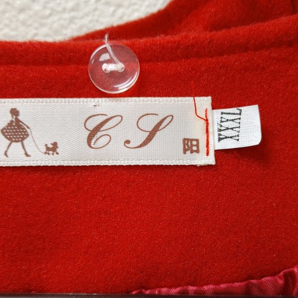 RED SHORT DOUBLEBREASTED TRENCH COAT. - Picture 6 of 7